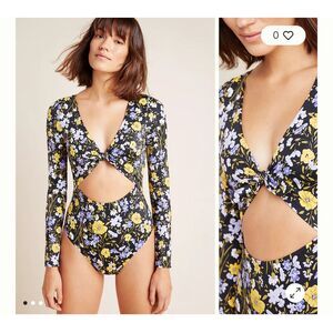 Tori Praver Paige Cut-Out Rashguard Size Medium One Piece Swim Suit Floral‎